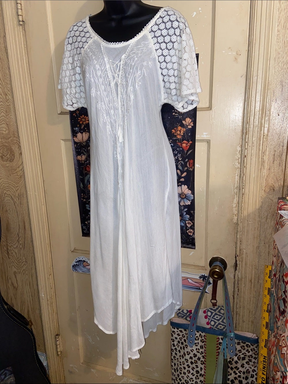 ANGELCORE WHITE EMBROIDERED BOHO DRESS Ana & Kate COTTAGECORE